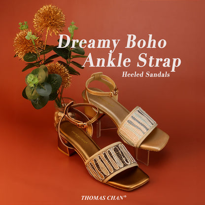 [NEW] Dreamy Boho Ankle Strap Heeled Sandals 2"inch [Dinner Series]