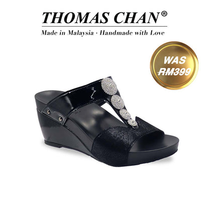 Diamond Mixed Leather High Wedges [ODD SIZES LEFT]