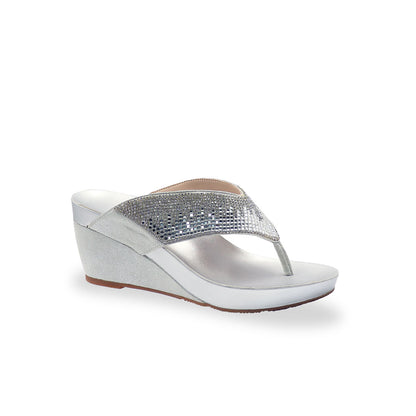 Suede Rhinestone Wedge Flip Flops [ODD SIZES LEFT for Bronze & Silver]