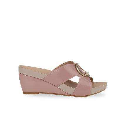 Side view of elegant Thomas Chan Minimalist Decor Orthotic Wedge Sandals in pink, suitable for daily wear.