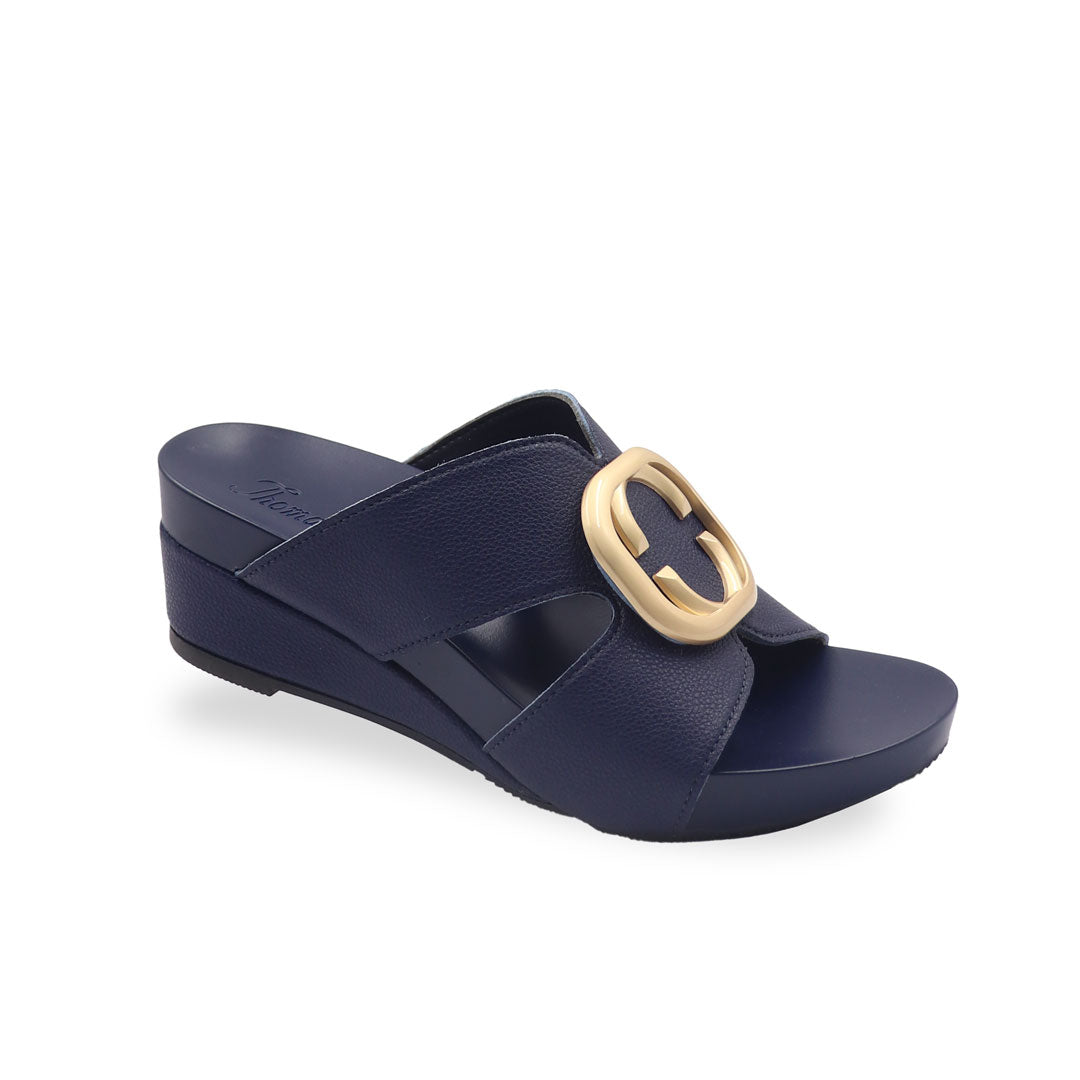 Charming Buckle Slide-On Wedges