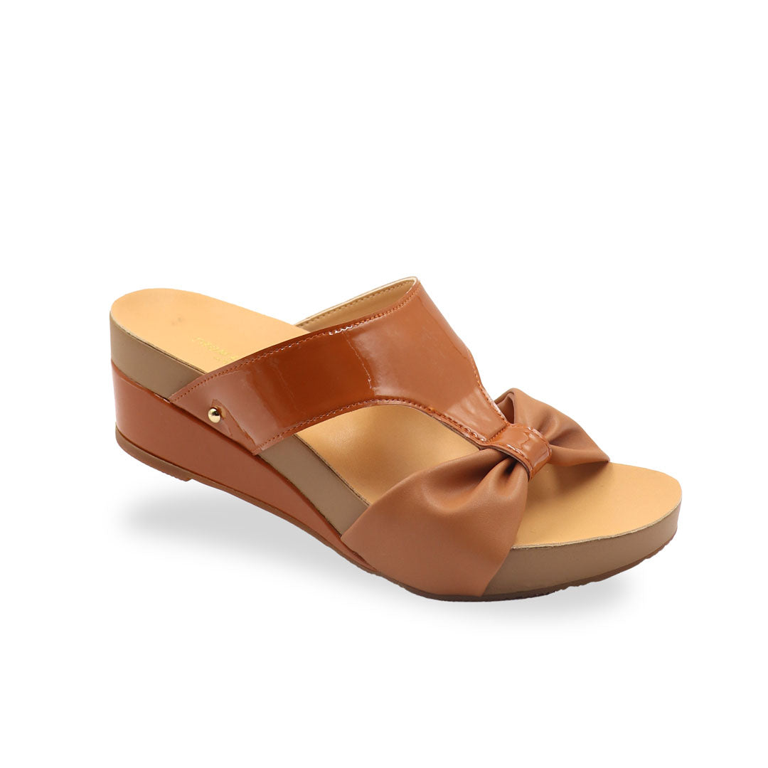 Ribbon Bow Low Wedge Sandals