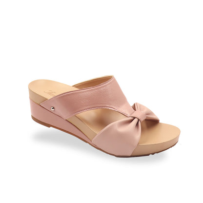 Ribbon Bow Low Wedge Sandals