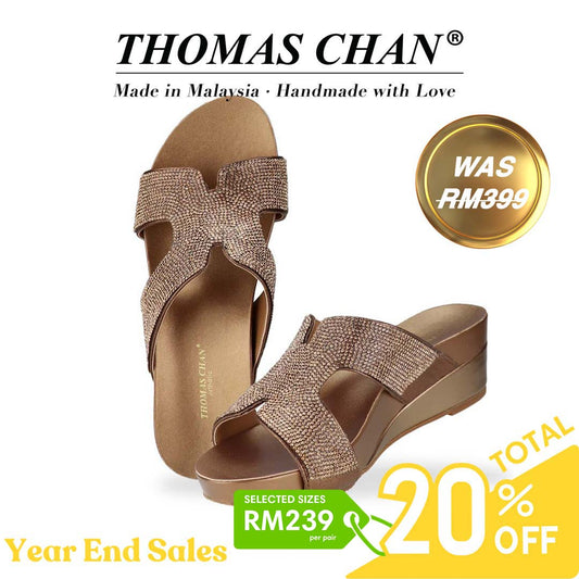 [EXTRA 20% off at cart] H-strap Glamour Stone Low Wedges