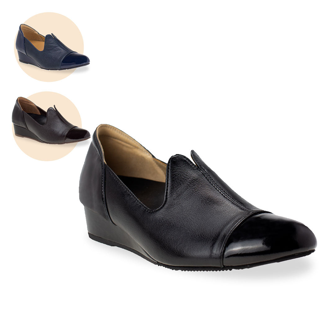  Introducing Thomas Chan Extra Comfort Patent Loafers, meticulously crafted with genuine ox leather and patent material, featuring an in-built arch-support orthotic insole for exceptional support. Available in black, brown, and blue colours.