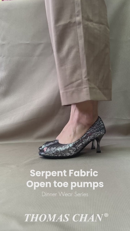 Serpent Fabric Open-Toe Pumps 2.5"inch [Dinner Series]