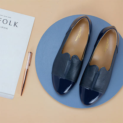 working lady shoes idea with classic cobalt blue Thomas Chan women loafers with built-in orthopedic insoles for add-on comfort