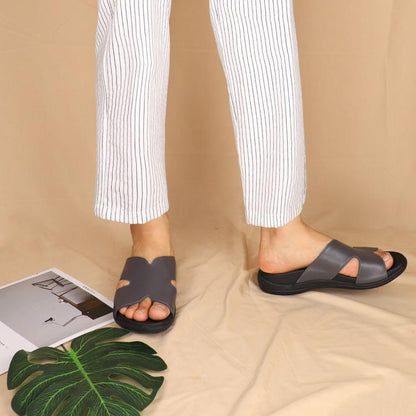 Light matte grey colour sandals for outdoor activities