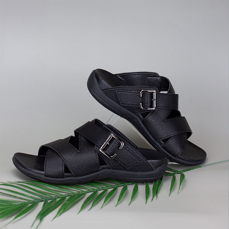 FAUSTO FST KI-511 BLACK-40 Men's Black Multi Cross Strap Broad Feet Open  Toe Casual Dress Sandals (6 UK) : Amazon.in: Fashion